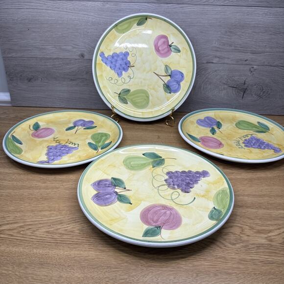 CALCEA FRUTTA Fruits 11-1/4” DINNER PLATES Made in Italy~ Set Of 4 - Picture 1 of 9